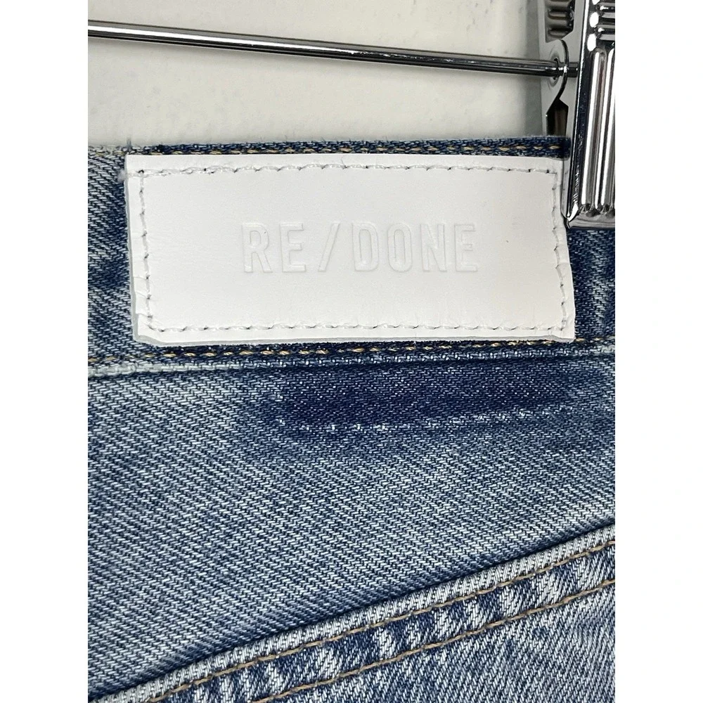 RE/DONE Originals Cut Off Denim Shorts Cool Medium Blue Organic Cotton‎ Size 28